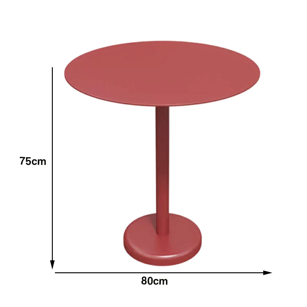 SOLARA 60/80cm Outdoor Round Table - Weather Resistant Patio Table with Heavy Duty Iron Frame, Rust Resistant Coating - Red - Image 5