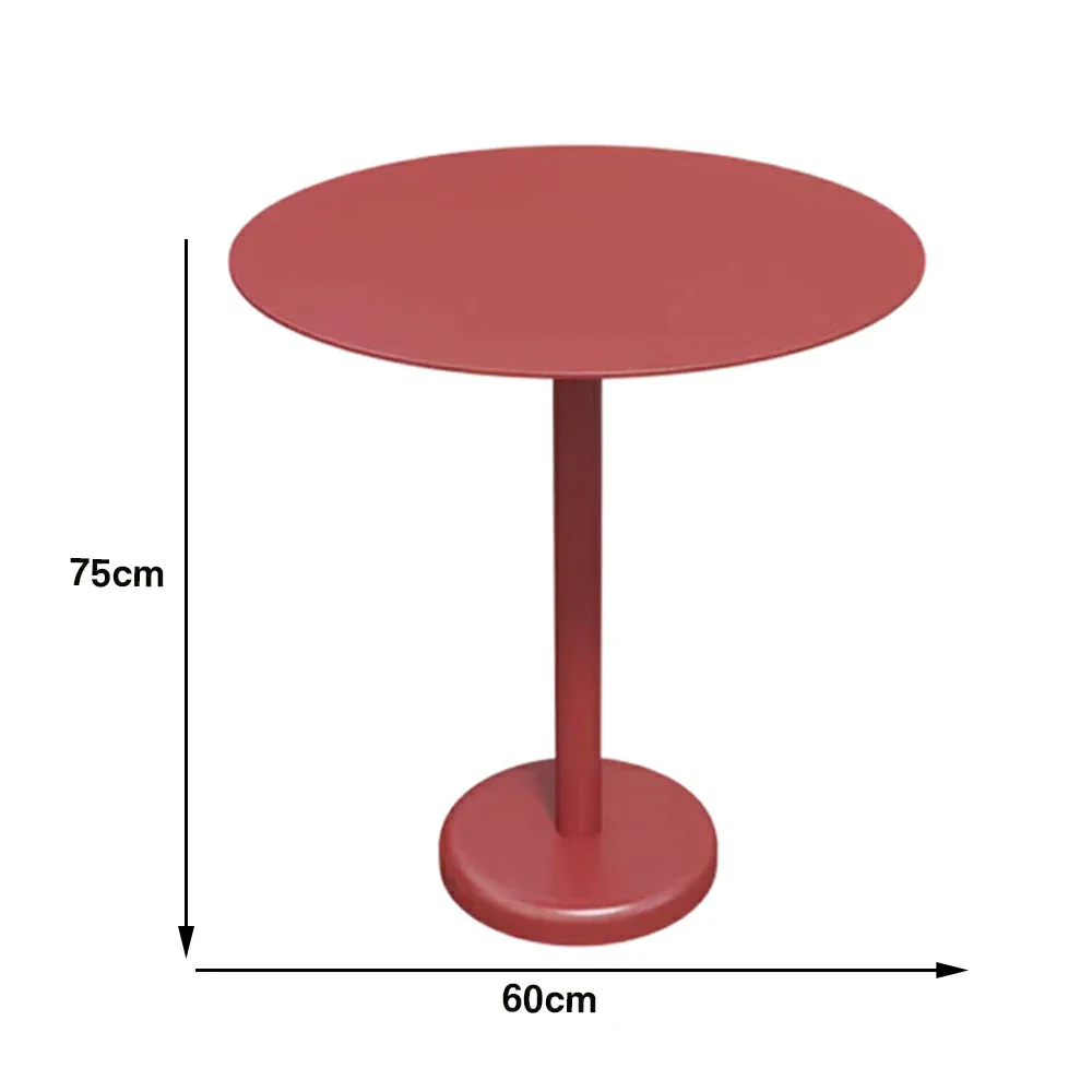 SOLARA 60/80cm Outdoor Round Table - Weather Resistant Patio Table with Heavy Duty Iron Frame, Rust Resistant Coating - Red - Image 6