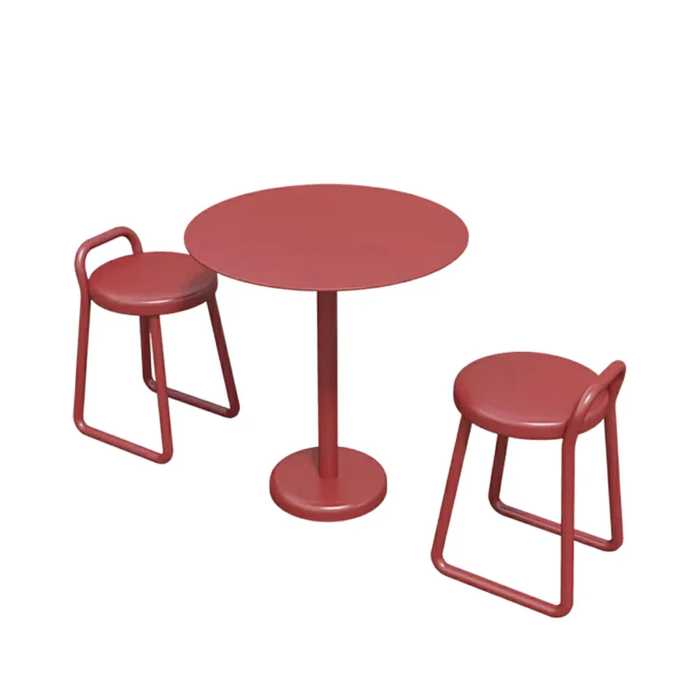 SOLARA 60/80cm Outdoor Table and 2 Chairs Set - Weather Resistant Patio Bistro Set with Heavy Duty Iron Frame, Rust Resistant Coating - Red