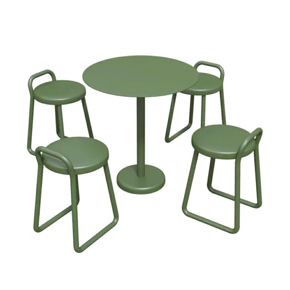 SOLARA 60/80cm Outdoor Table and 4 Chairs Set - Weather Resistant Patio Bistro Set with Heavy Duty Iron Frame, Rust Resistant Coating - Green