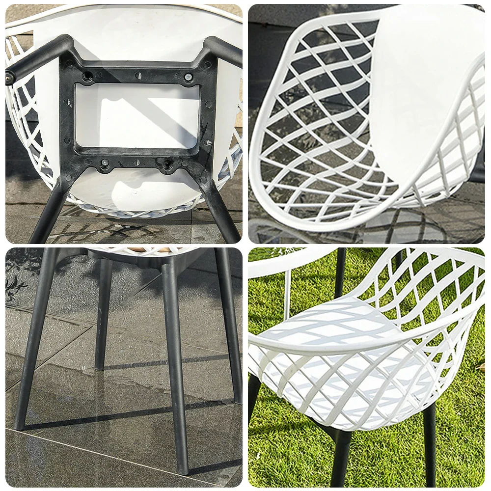 SOLARA Dining Chair Set of 2 Eco-Friendly PVC Seat with One-Piece Blow-Moulded Design, Large Comfort Surface, Stable and Durable Rust-Resistant Frame - White - Image 3