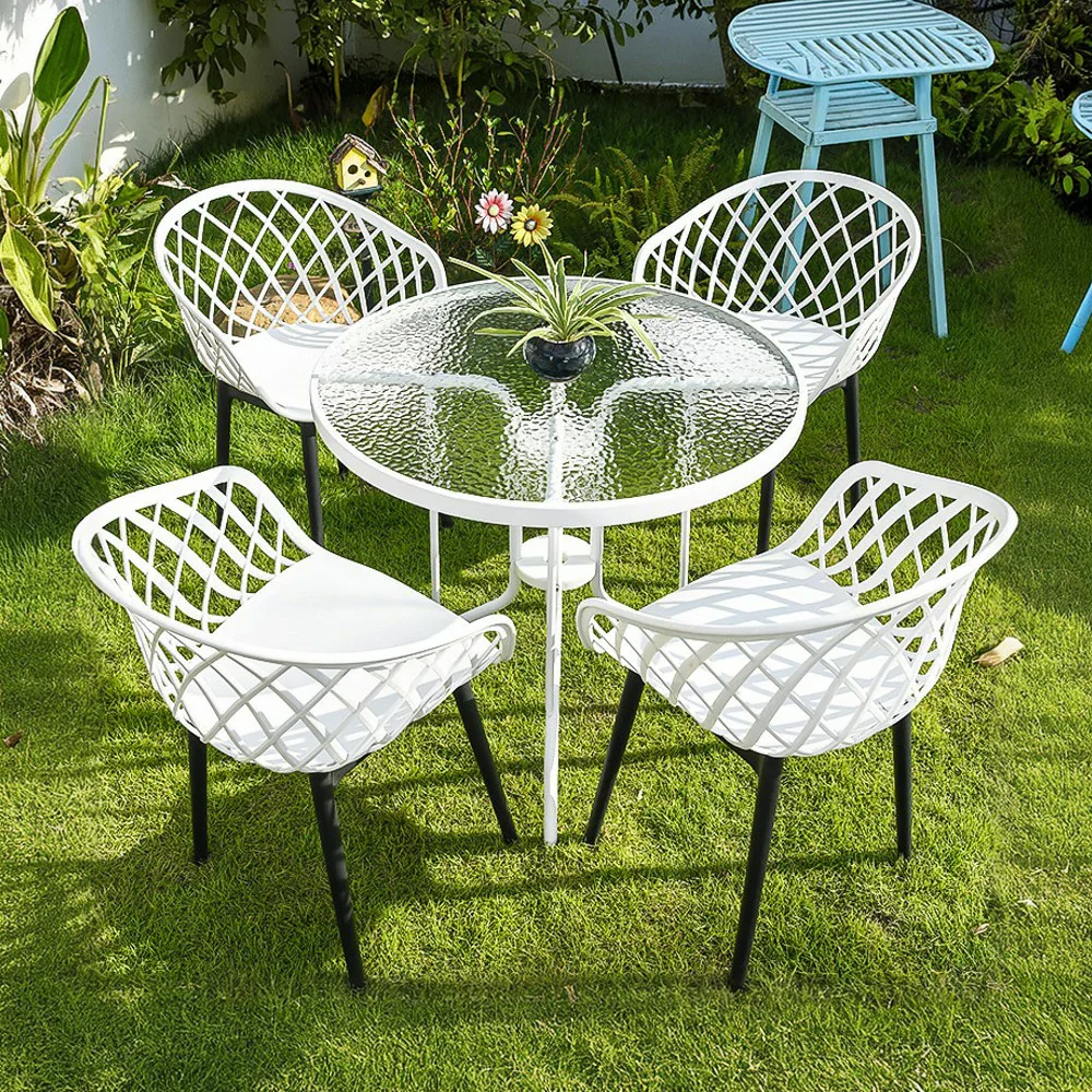 SOLARA Dining Chair Set of 2 Eco-Friendly PVC Seat with One-Piece Blow-Moulded Design, Large Comfort Surface, Stable and Durable Rust-Resistant Frame - White - Image 4