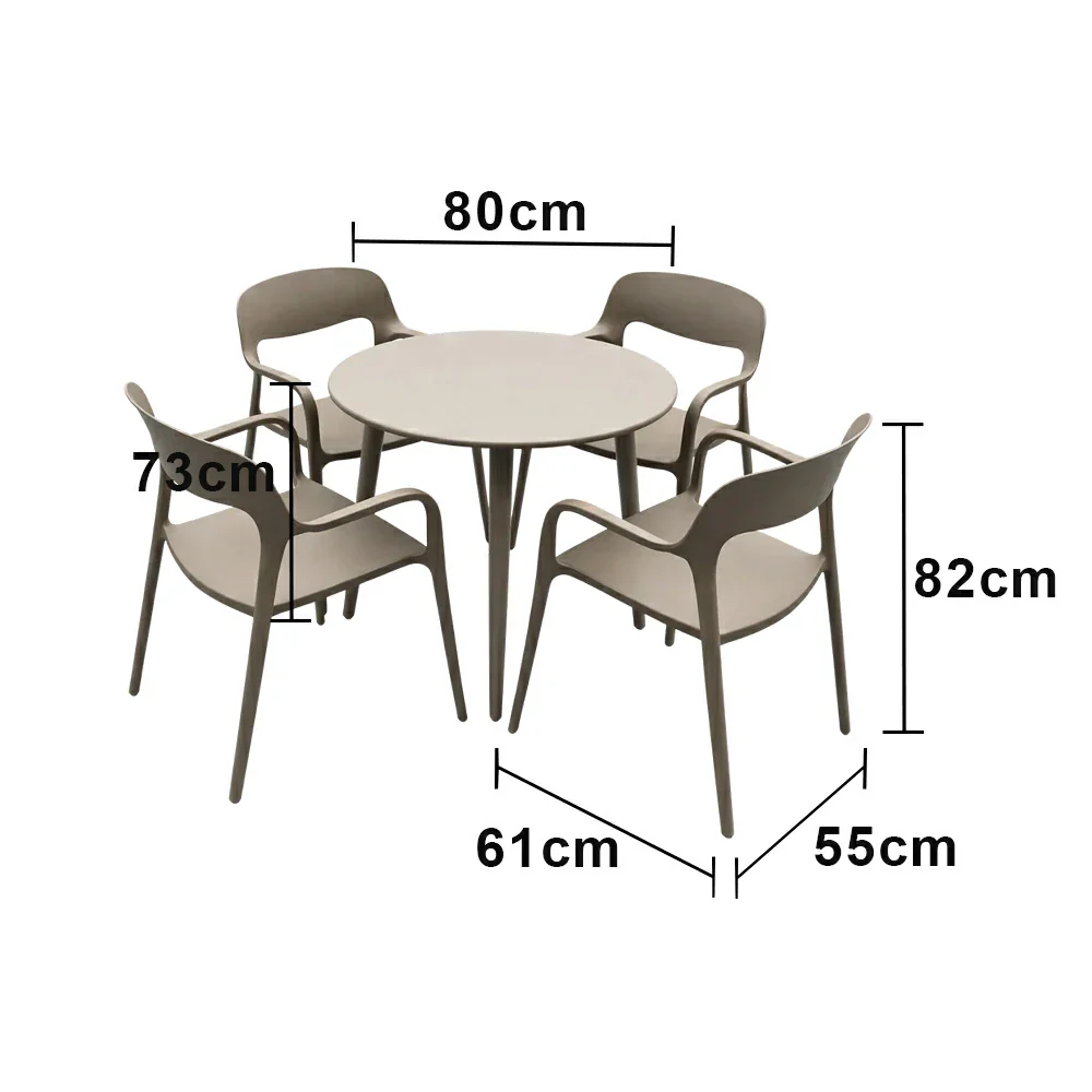 SOLARA Outdoor 4 Chairs 1 Round Table Set - Weather-Resistant Carbon Steel Table with Reinforced PP Chairs, Wide Comfortable Seating Patio Set - Champagne - Image 5