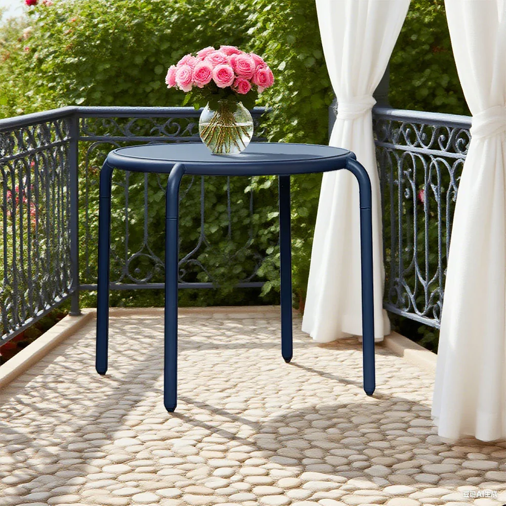 SOLARA Outdoor Aluminum Alloy Furniture Set - Durable Rust-Resistant Table & Sofa - Blue - Image 2