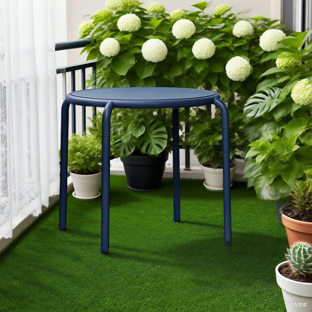 SOLARA Outdoor Aluminum Alloy Furniture Set - Durable Rust-Resistant Table & Sofa - Blue - Image 4