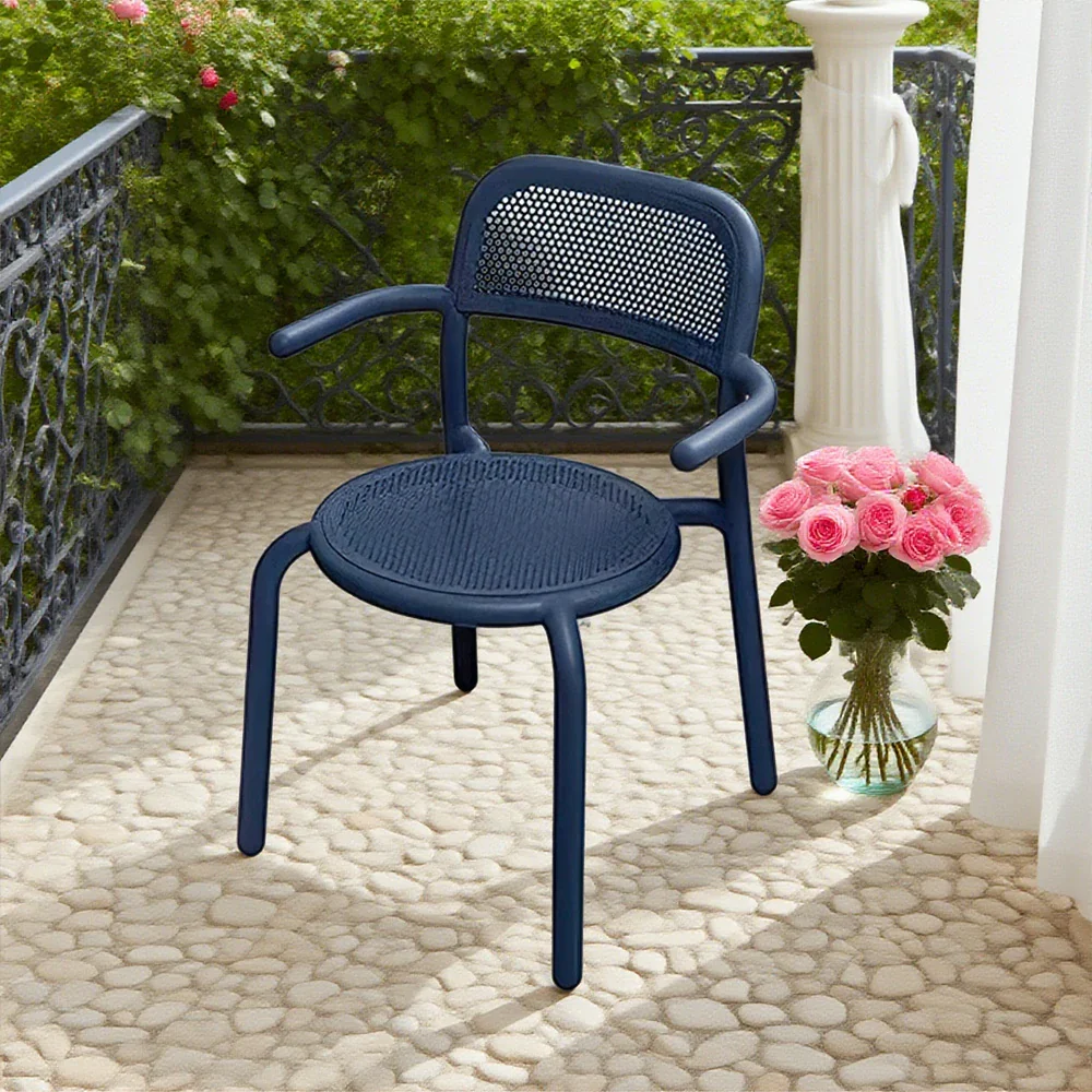 SOLARA Outdoor Aluminum Alloy Furniture Set - Durable Rust-Resistant Table & Sofa - Blue - Image 7