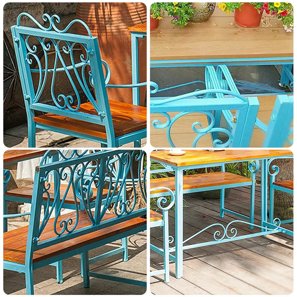 SOLARA Outdoor Furniture Set - Durable New Zealand Pine Chair & Table with Iron Frame, Ventilated Backrest - Image 3