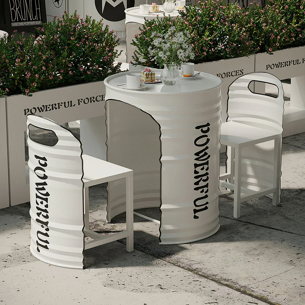 SOLARA Outdoor Chair Sturdy Iron Frame, Rust-Resistant Finish, PU Edge Trim, Safe and Durable Design - White - Image 4