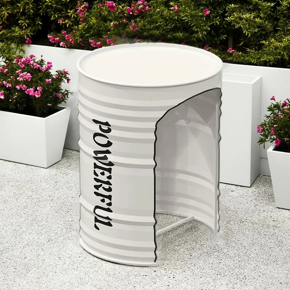SOLARA Outdoor Table Sturdy Iron Frame, Rust-Resistant Finish, PU Edge Trim, Safe and Durable Design - White - Image 2