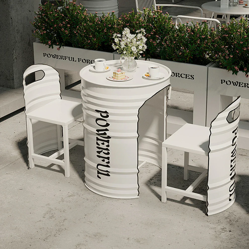 SOLARA Outdoor Table Sturdy Iron Frame, Rust-Resistant Finish, PU Edge Trim, Safe and Durable Design - White - Image 4