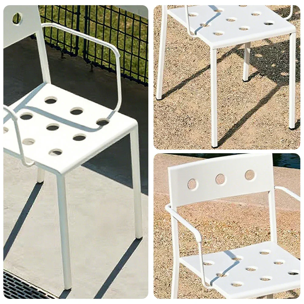 SOLARA Outdoor Chair Thickened Iron Frame for Stable Support, Rust-Resistant Baked Finish, Durable & Secure Design - White - Image 3