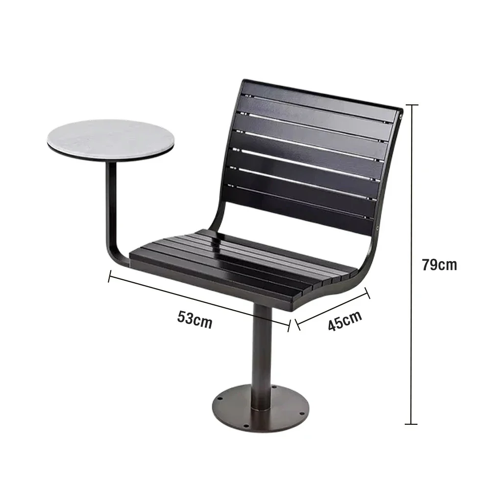 SOLARA Outdoor Aluminum Alloy Teak Chair with Tray - Black - Image 5