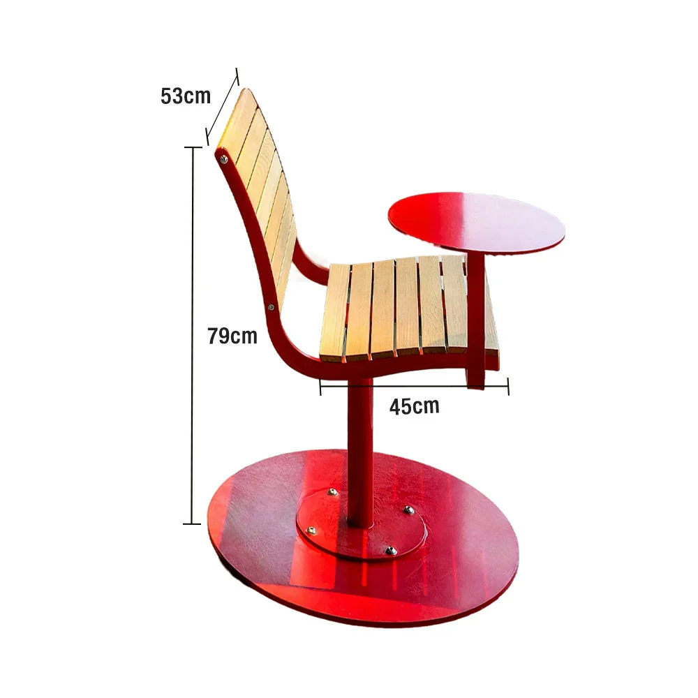 SOLARA Outdoor Aluminum Alloy Teak Chair with Tray - Red - Image 5