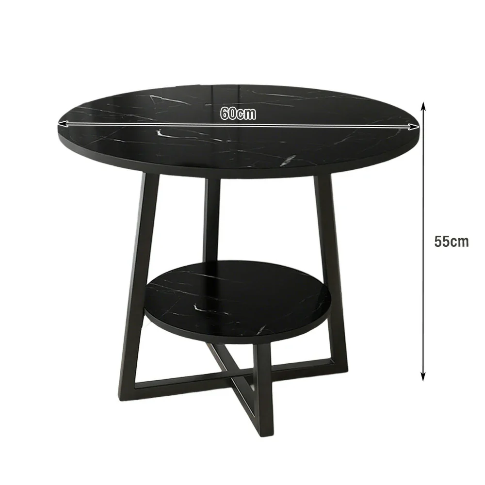 SOLARA Side Table, Black Frame with Black Marble Top, Reinforced Steel Structure, Luxury Modern Design, Durable & Easy to Clean - Image 3