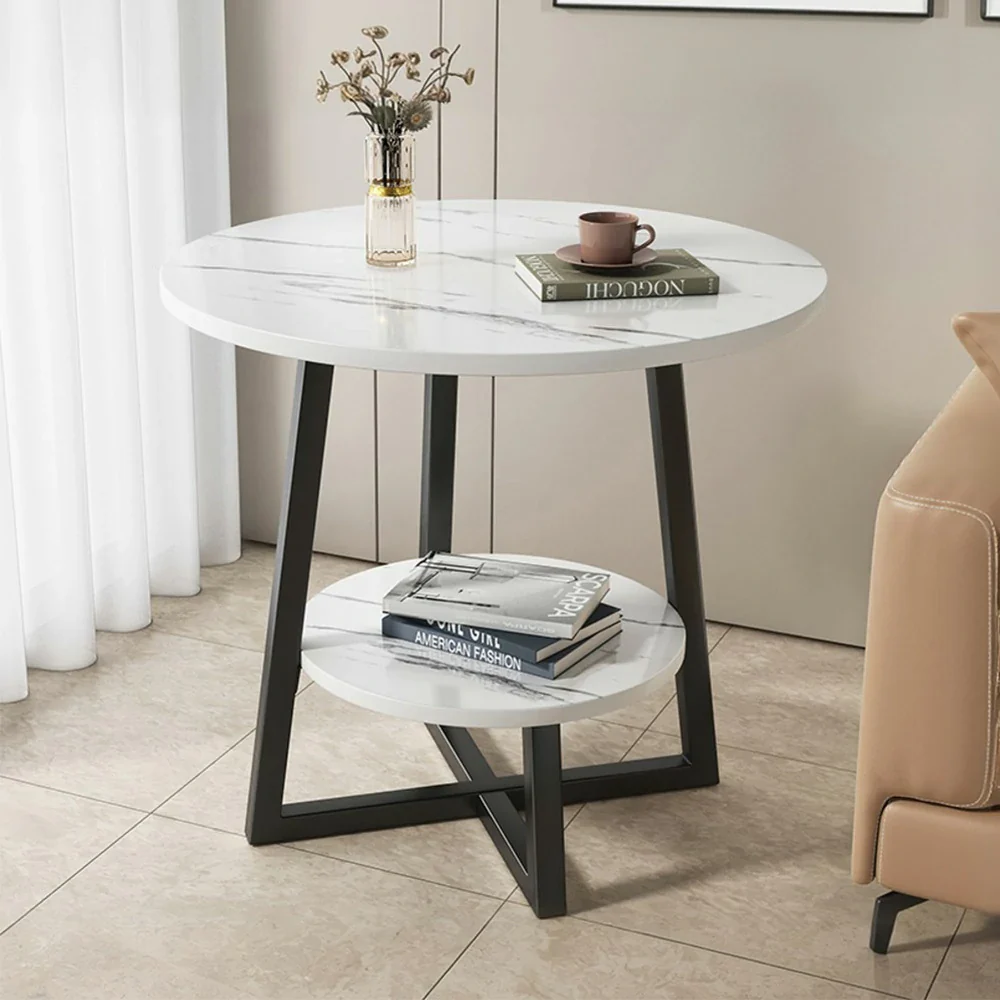 SOLARA Side Table, Black Frame with White Marble Top, Reinforced Steel Structure, Luxury Modern Design, Durable & Easy to Clean - Image 7