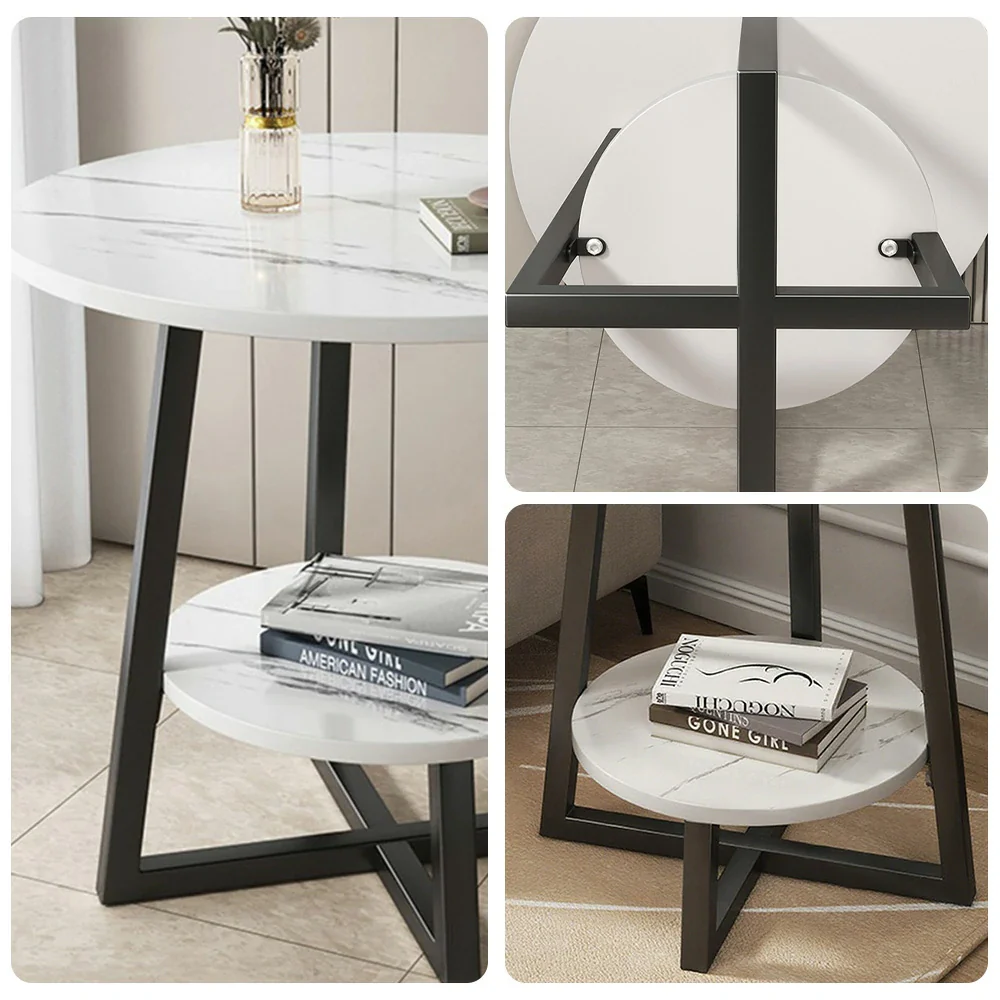 SOLARA Side Table, Black Frame with White Marble Top, Reinforced Steel Structure, Luxury Modern Design, Durable & Easy to Clean - Image 8