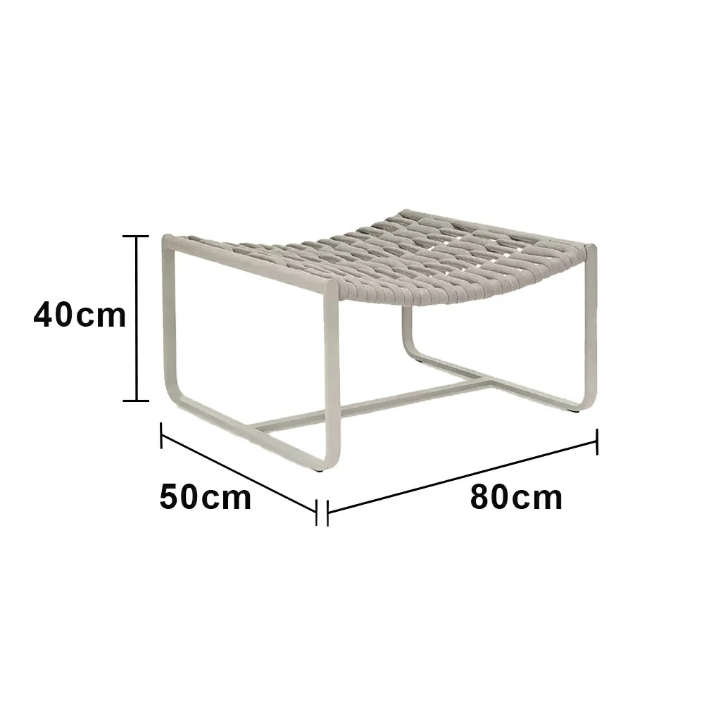 SOLARA Mesh Tube Lounge Chair - Powder-Coated Aluminium Frame Relax Chair with Footrest - Light Grey - Image 10