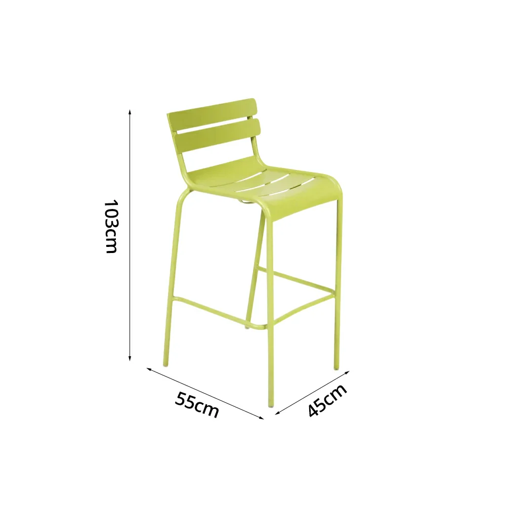 SOLARA Outdoor Bar Stool - Lightweight Aluminum Frame, Rust-Resistant Coating, Stacks Up to 6 Chairs, Perfect for Balcony, Patio & Dining Spaces - Green - Image 5