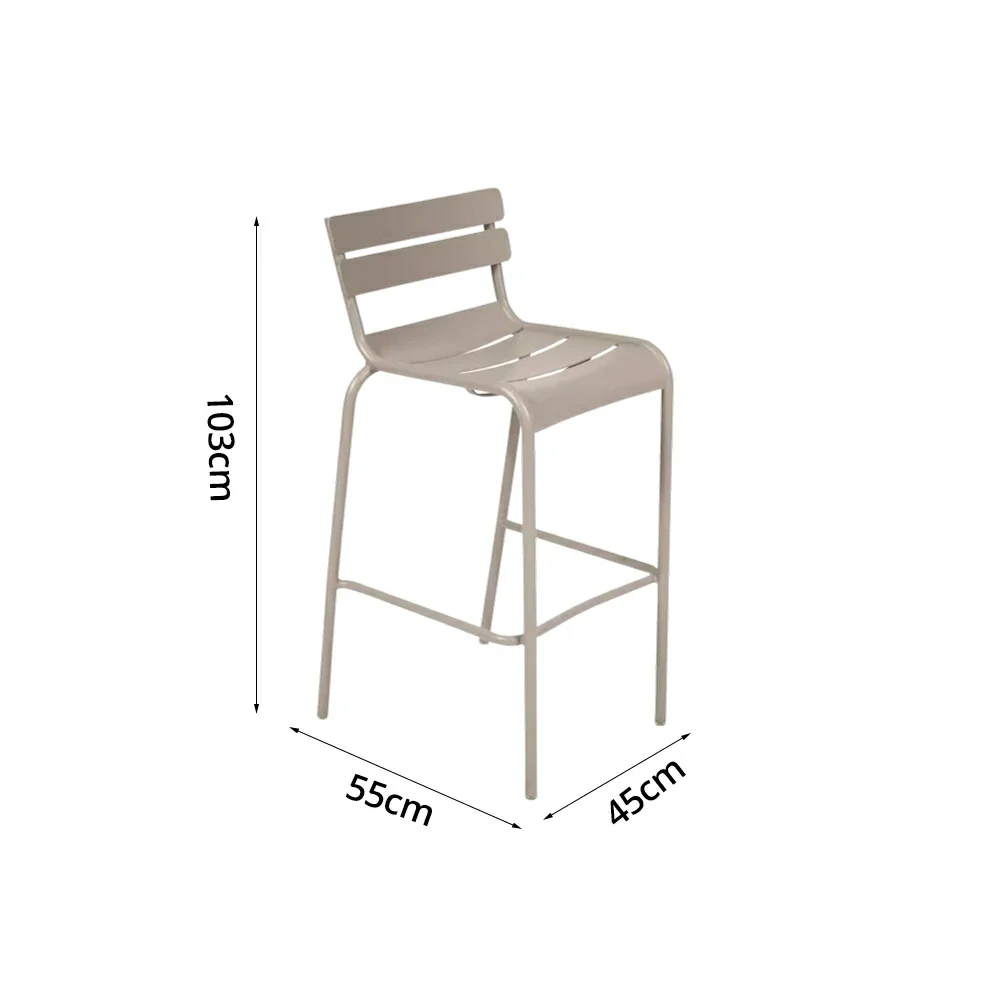 SOLARA Outdoor Bar Stool - Lightweight Aluminum Frame, Rust-Resistant Coating, Stacks Up to 6 Chairs, Perfect for Balcony, Patio & Dining Spaces - Khaki - Image 5