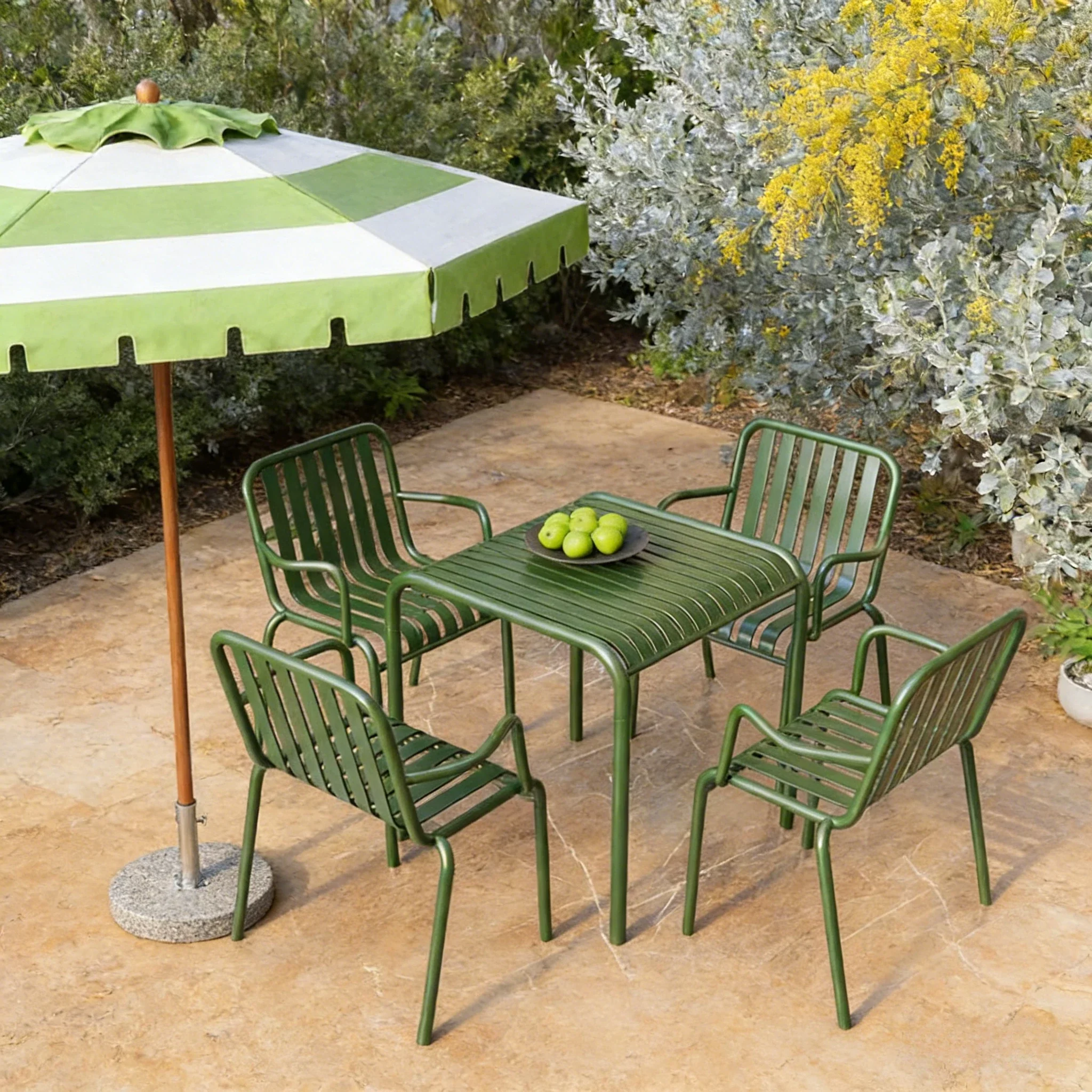 SOLARA Outdoor Iron Table/Bench/Chair/Sofa/Bar Stool - Green - Image 4