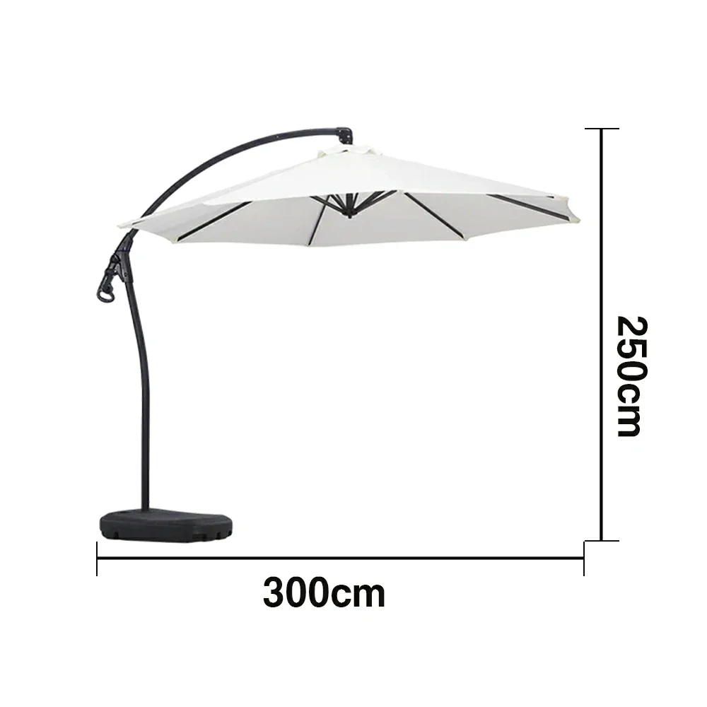 SOLARA Outdoor Patio Umbrella - 3.0m Round Cantilever Canopy with Reinforced Rib Design, Adjustable Offset Arm, Sunshade & Rain Protection, Water-Filled Base Included - White - Image 5