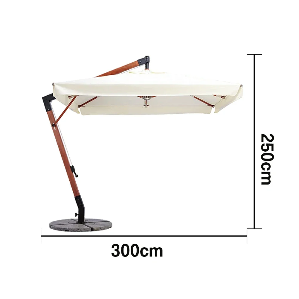 SOLARA Outdoor Patio Umbrella - 250/300cm Square Canopy Standard Version with Reinforced 8-Rib Design, Adjustable Cantilever Arm, Sunshade & Rain Protection - Beige - Image 6