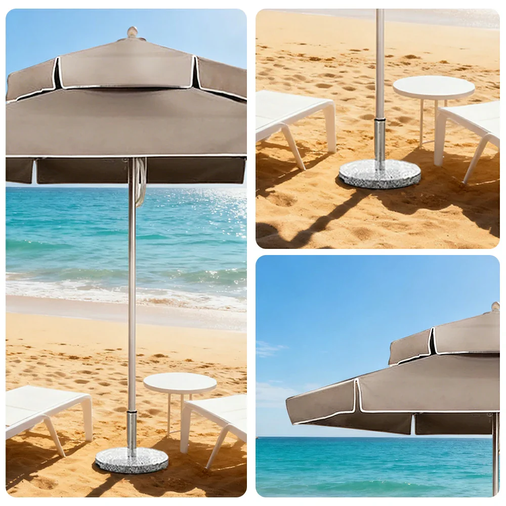 SOLARA Outdoor Patio Umbrella - 250/270cm Round Double-Layer Canopy with Decorative Valance, Enhanced Ventilation & Wind Resistance, Sunshade & Rain Protection, 20kg Marble Base Included - Grey - Image 3