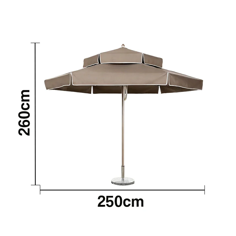 SOLARA Outdoor Patio Umbrella - 250/270cm Round Double-Layer Canopy with Decorative Valance, Enhanced Ventilation & Wind Resistance, Sunshade & Rain Protection, 20kg Marble Base Included - Grey - Image 5