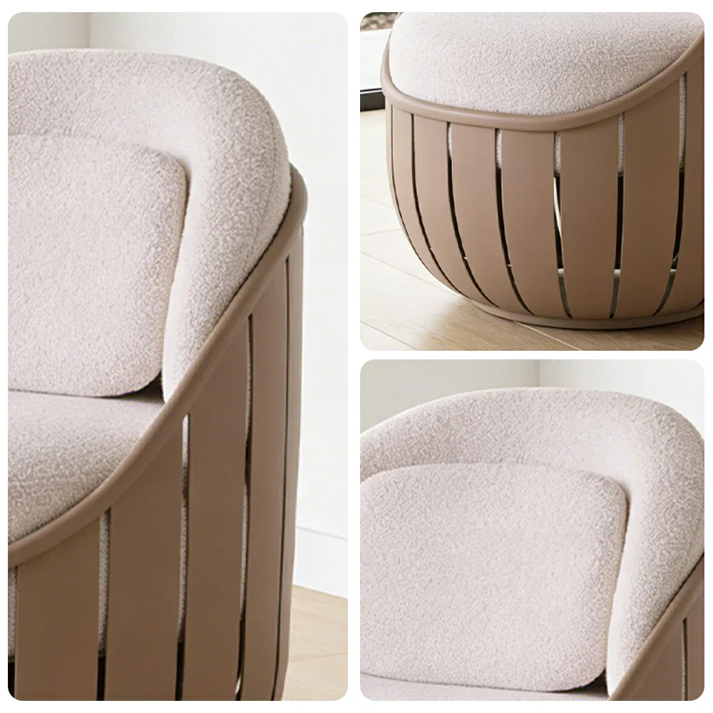 SOLARA Outdoor Single Lounge Chair - Waterproof Fabric Cushion, High-Density Foam Filling, Aluminium Frame, UV-Resistant Patio Sofa - Beige - Image 3