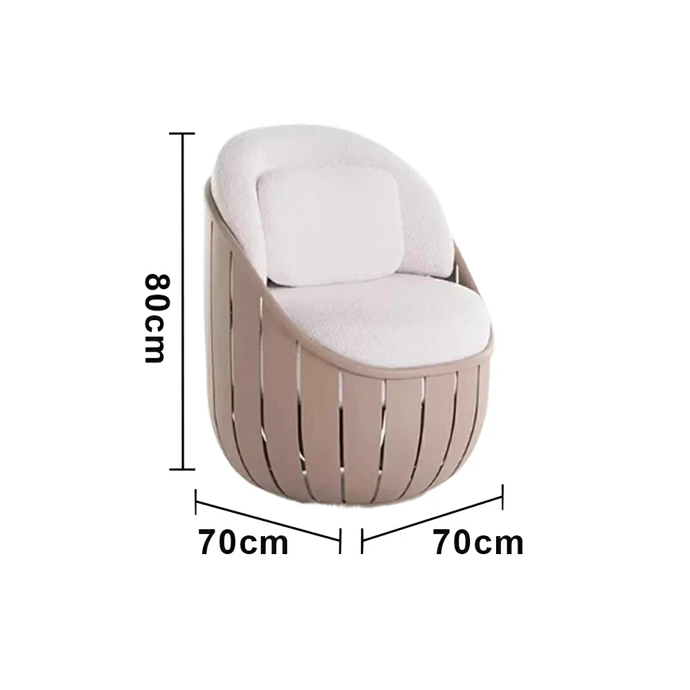 SOLARA Outdoor Single Lounge Chair - Waterproof Fabric Cushion, High-Density Foam Filling, Aluminium Frame, UV-Resistant Patio Sofa - Beige - Image 5