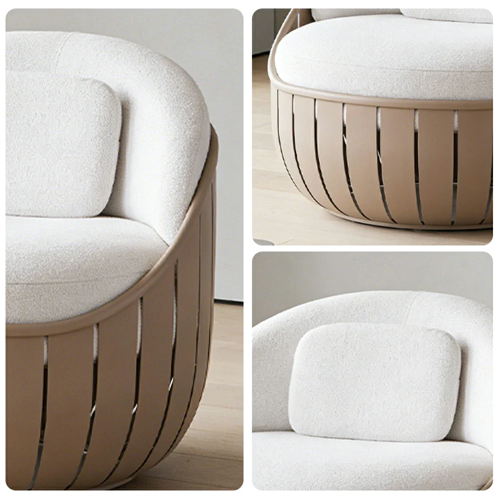 SOLARA Outdoor Single Sofa - Waterproof Fabric Cushion, High-Density Foam Filling, Aluminium Frame, UV-Resistant Lounge Chair - Taupe - Image 3