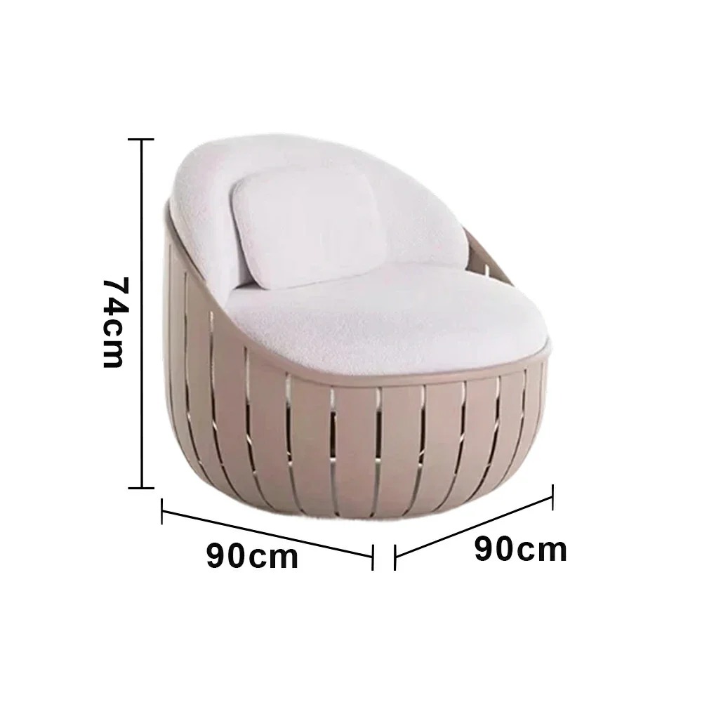 SOLARA Outdoor Single Sofa - Waterproof Fabric Cushion, High-Density Foam Filling, Aluminium Frame, UV-Resistant Lounge Chair - Taupe - Image 5