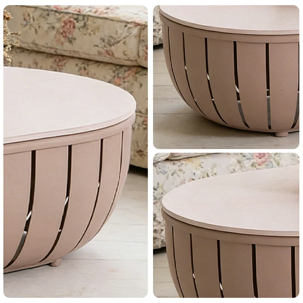 SOLARA Outdoor Oval Coffee Table - Waterproof & UV-Resistant Top, High-Temperature Coated Frame, Modern Patio Design - Taupe - Image 3
