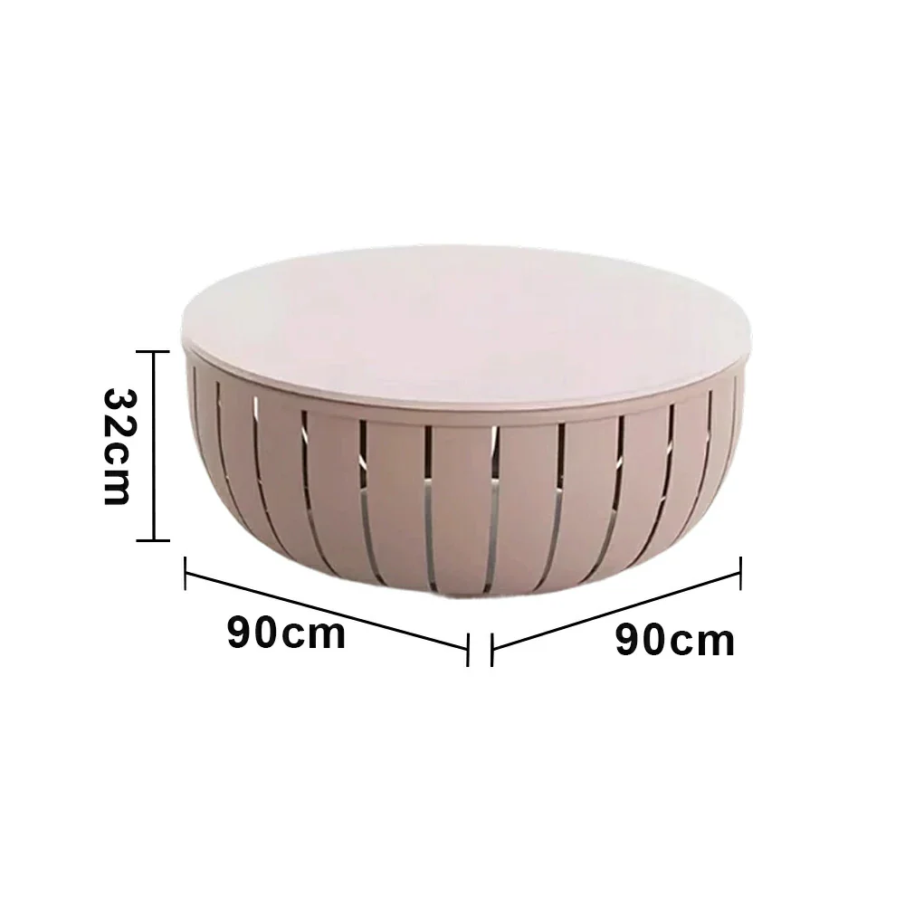 SOLARA Outdoor Round Coffee Table - Waterproof & UV-Resistant Top, High-Temperature Coated Frame, Modern Patio Design - Taupe - Image 5