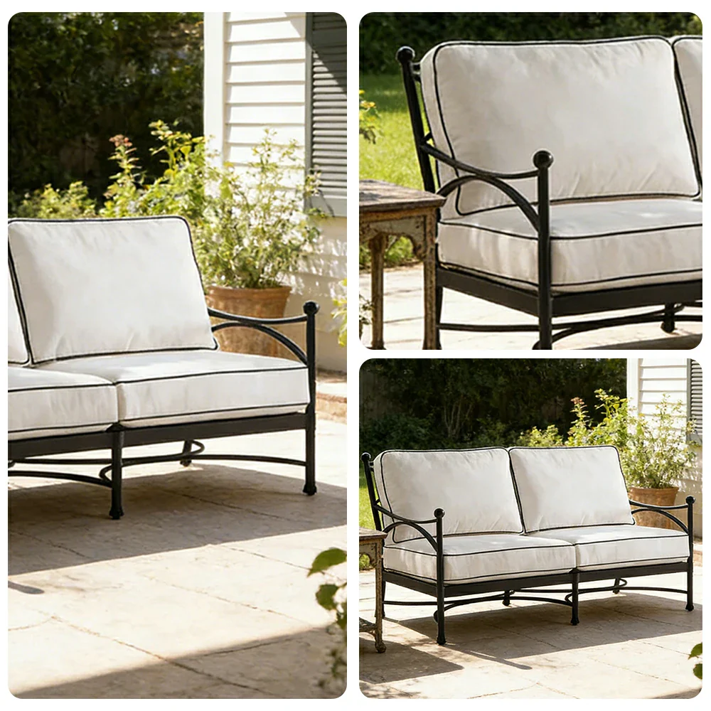 SOLARA 2 Seater Outdoor Sofa - Quick Dry Patio Sofa with Ergonomic Backrest, Breathable Fabric and Aluminium Alloy Frame - Image 3