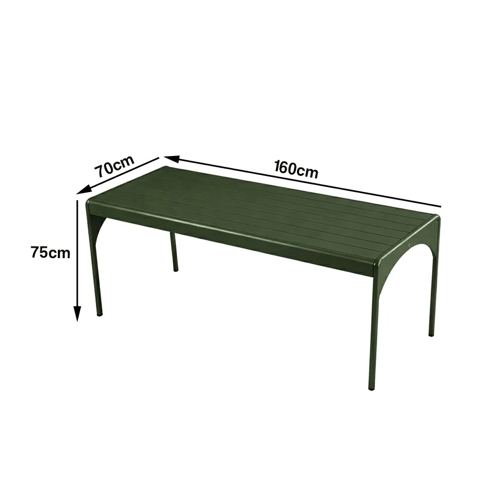 SOLARA 120/160/200cm Outdoor Dining Table - Lightweight, Durable Aluminium Frame, Powder-Coated Finish, Reinforced Legs & Rounded Corners - Garden/Patio Use - Green - Image 6