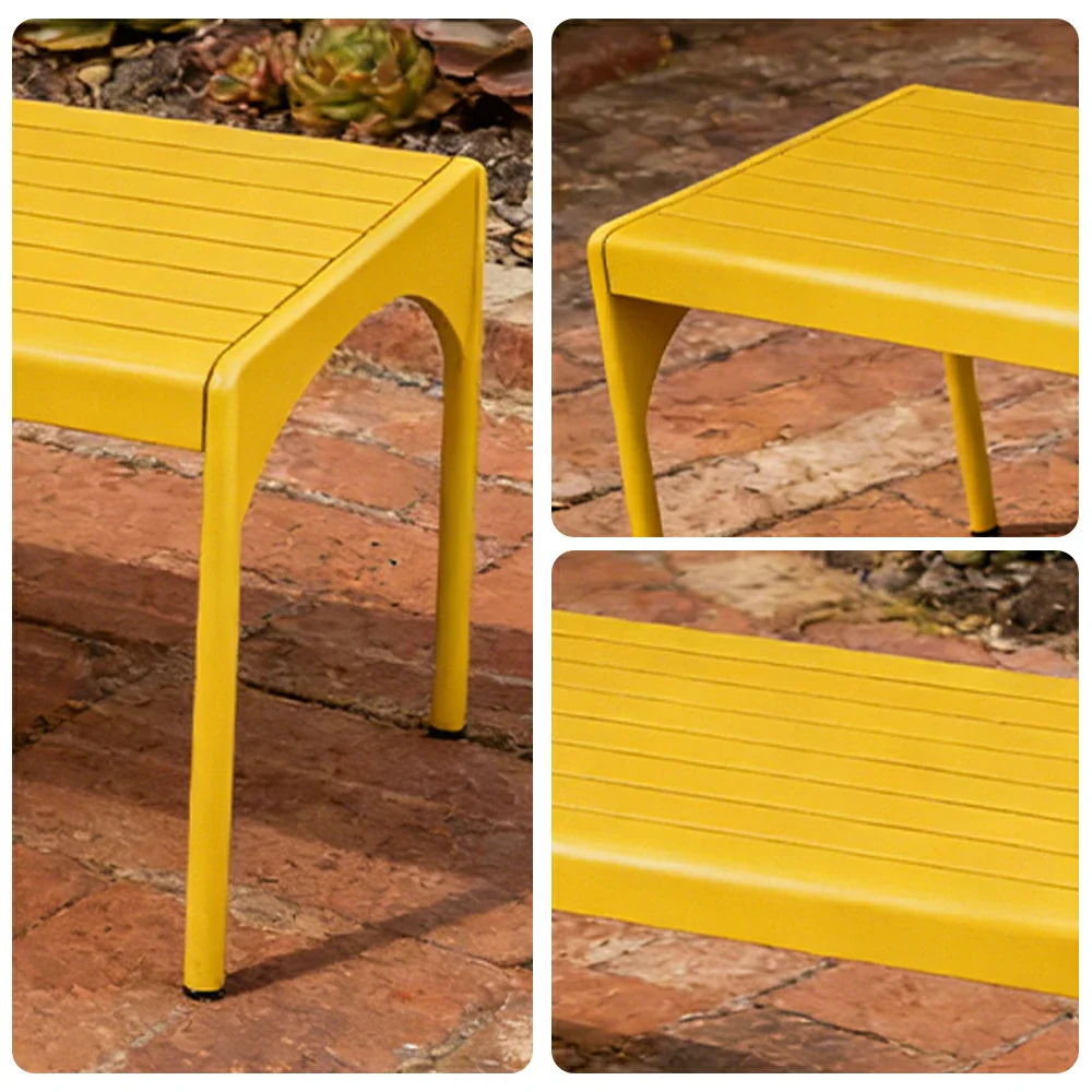 SOLARA 120/160/200cm Outdoor Dining Table - Lightweight, Durable Aluminium Frame, Powder-Coated Finish, Reinforced Legs & Rounded Corners - Garden/Patio Use - Yellow - Image 3