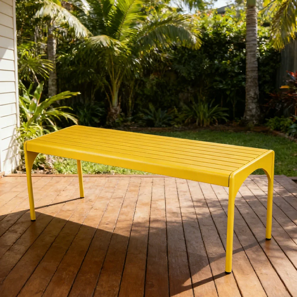 SOLARA 120/160/200cm Outdoor Dining Table - Lightweight, Durable Aluminium Frame, Powder-Coated Finish, Reinforced Legs & Rounded Corners - Garden/Patio Use - Yellow - Image 4