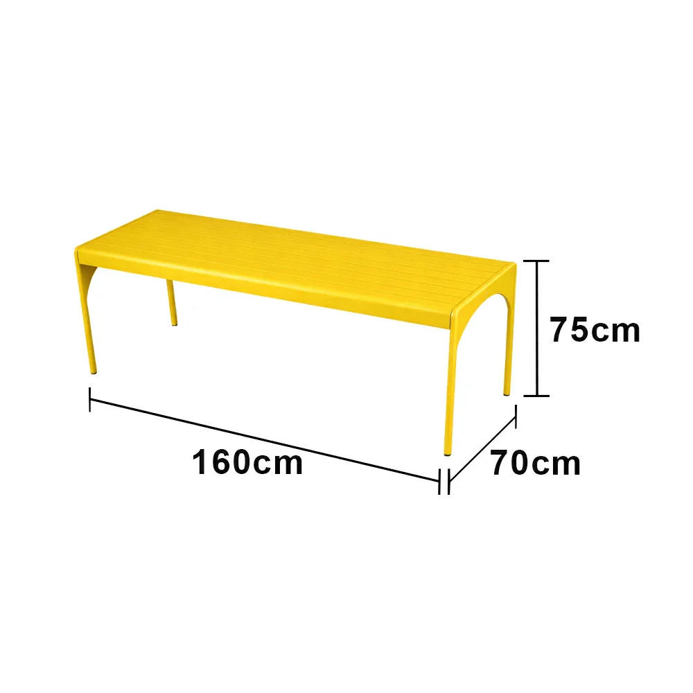 SOLARA 120/160/200cm Outdoor Dining Table - Lightweight, Durable Aluminium Frame, Powder-Coated Finish, Reinforced Legs & Rounded Corners - Garden/Patio Use - Yellow - Image 6