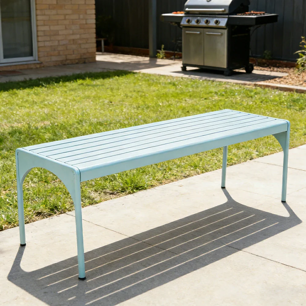 SOLARA 120/160/200cm Outdoor Dining Table - Lightweight, Durable Aluminium Frame, Powder-Coated Finish, Reinforced Legs & Rounded Corners - Garden/Patio Use - Icy Mint Green - Image 4