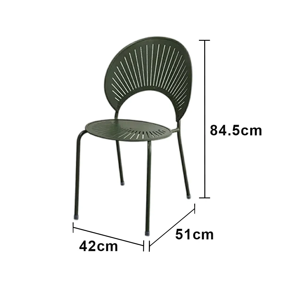 SOLARA Outdoor Dining Chair - Ergonomic Curved Shell Backrest, Breathable Hollow Design, Durable Aluminium Frame, Weather-Resistant Patio Seating - Green - Image 5
