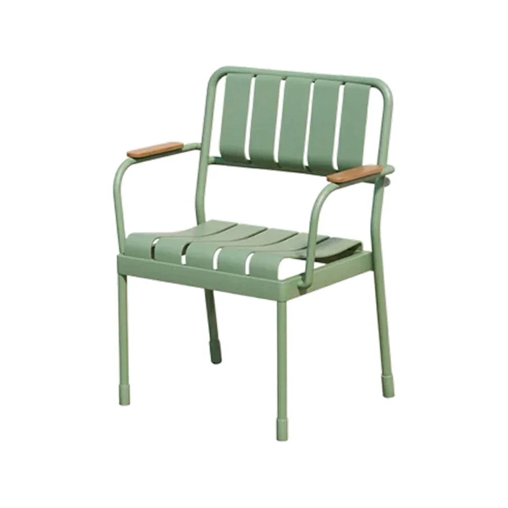 SOLARA Outdoor Dining Chair - Waterproof WPC Wood Plastic Seat, Durable Aluminium Frame, Stable Patio Balcony Café Seating