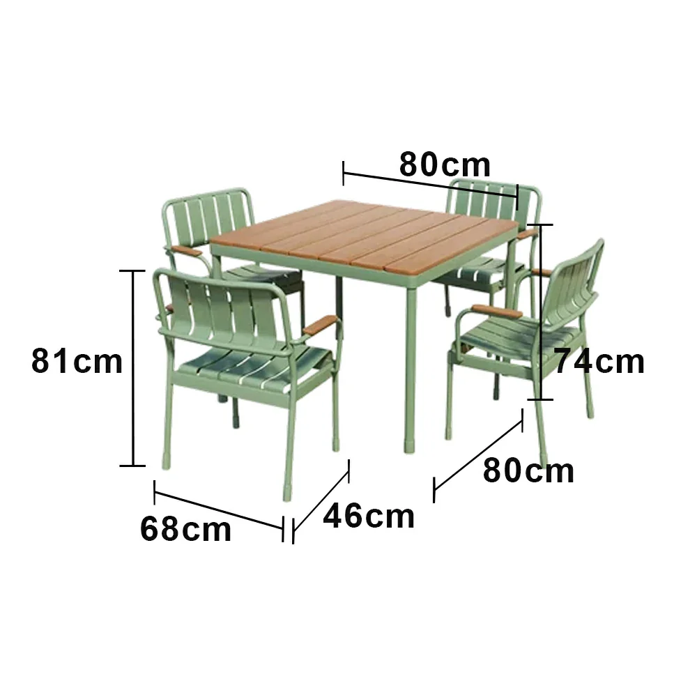 SOLARA Square Table and 4 Chairs Outdoor Dining Set - Waterproof WPC Wood Plastic Top, Durable Aluminium Frame, Patio Garden Balcony Seating - Image 5