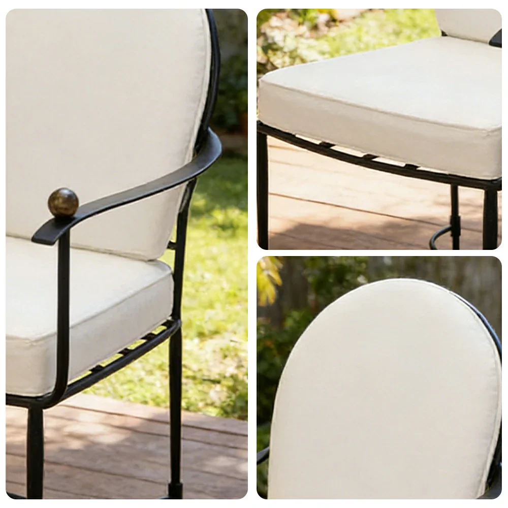 SOLARA Outdoor Dining Chair - Ergonomic High Back Cushioned Seat, Durable Metal Frame, Comfortable Patio Balcony Café Seating - Black - Image 3
