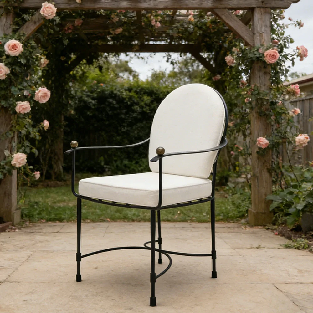SOLARA Outdoor Dining Chair - Ergonomic High Back Cushioned Seat, Durable Metal Frame, Comfortable Patio Balcony Café Seating - Black - Image 4