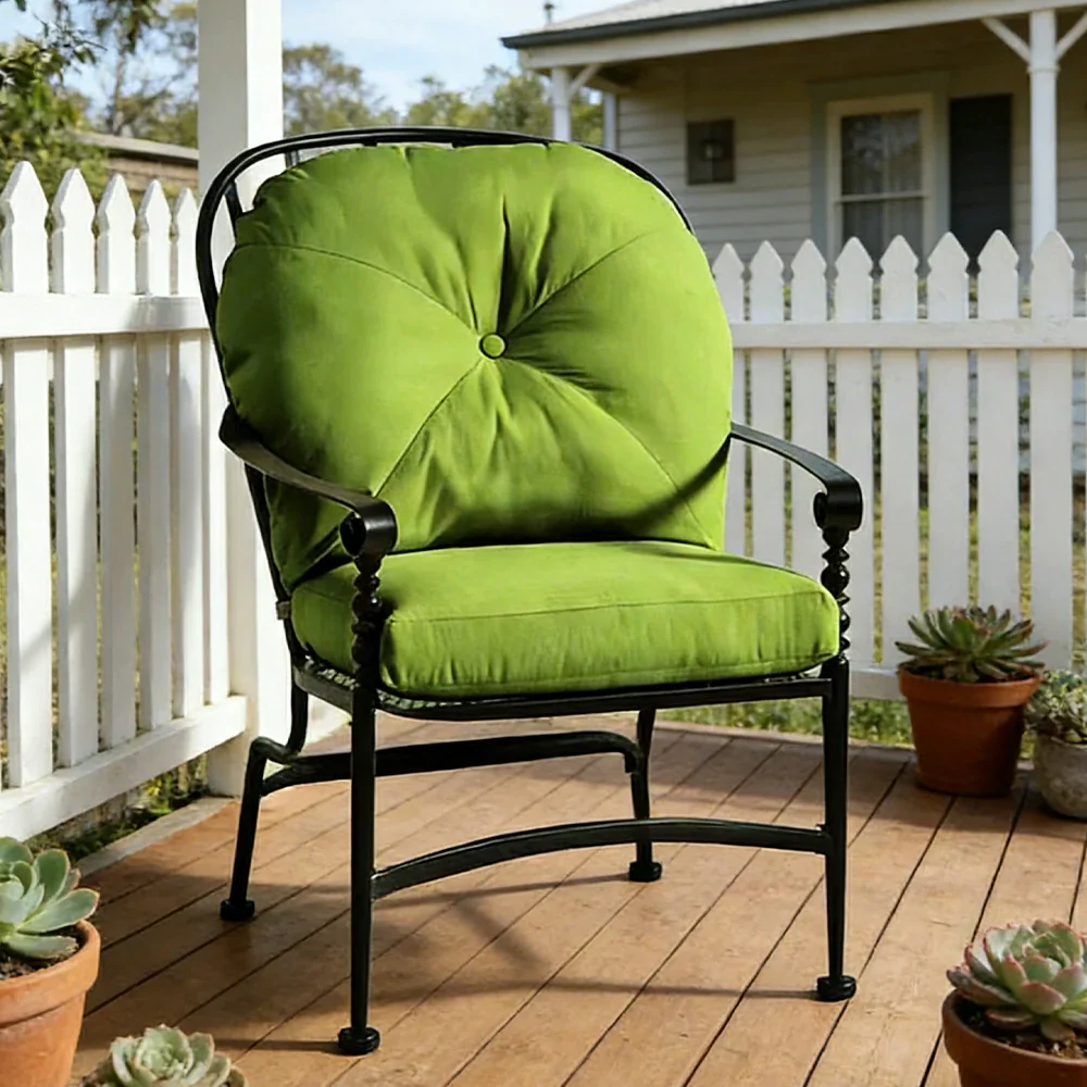 SOLARA Outdoor Dining Chair - Waterproof UV-Resistant Fabric, Quick-Dry Cushion, Powder-Coated Iron Frame, Comfortable Patio Garden Seating - Image 2