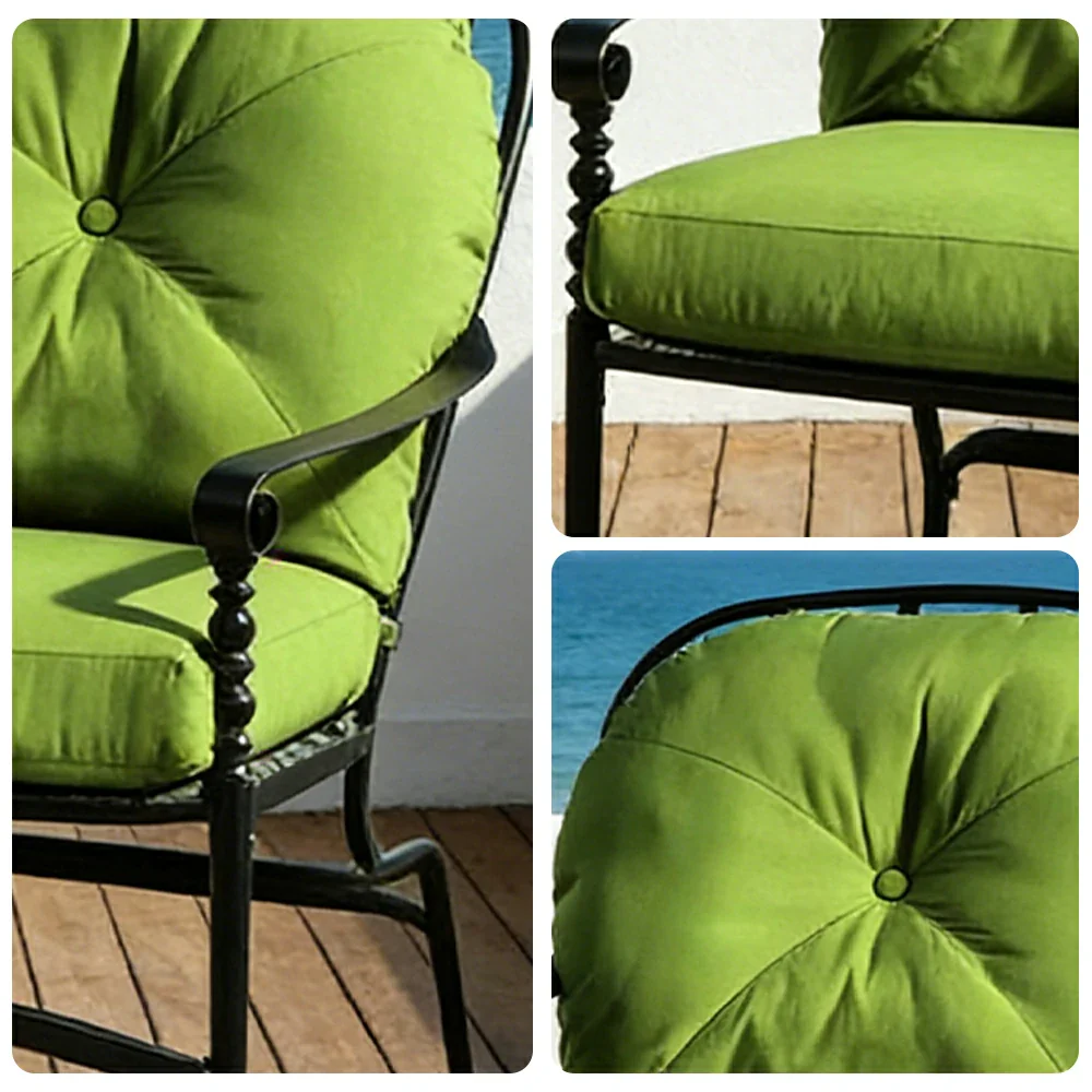 SOLARA Outdoor Dining Chair - Waterproof UV-Resistant Fabric, Quick-Dry Cushion, Powder-Coated Iron Frame, Comfortable Patio Garden Seating - Image 3
