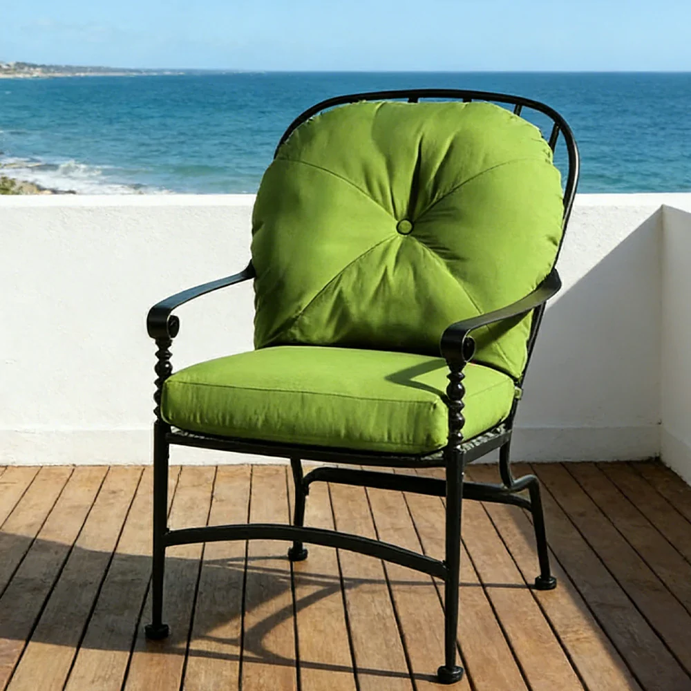 SOLARA Outdoor Dining Chair - Waterproof UV-Resistant Fabric, Quick-Dry Cushion, Powder-Coated Iron Frame, Comfortable Patio Garden Seating - Image 4
