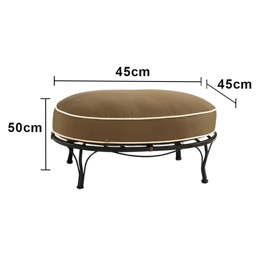 SOLARA Outdoor Footrest - Waterproof UV-Resistant Fabric, Quick-Dry Cushion, Powder-Coated Iron Frame, Durable Patio Garden Ottoman - Image 5