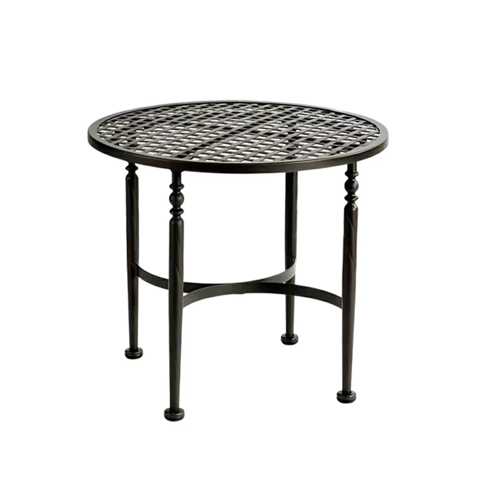 SOLARA Outdoor Round Side Table - Stable Support Design, Powder-Coated Iron Alloy Frame, Durable Patio Garden Balcony Accent Table